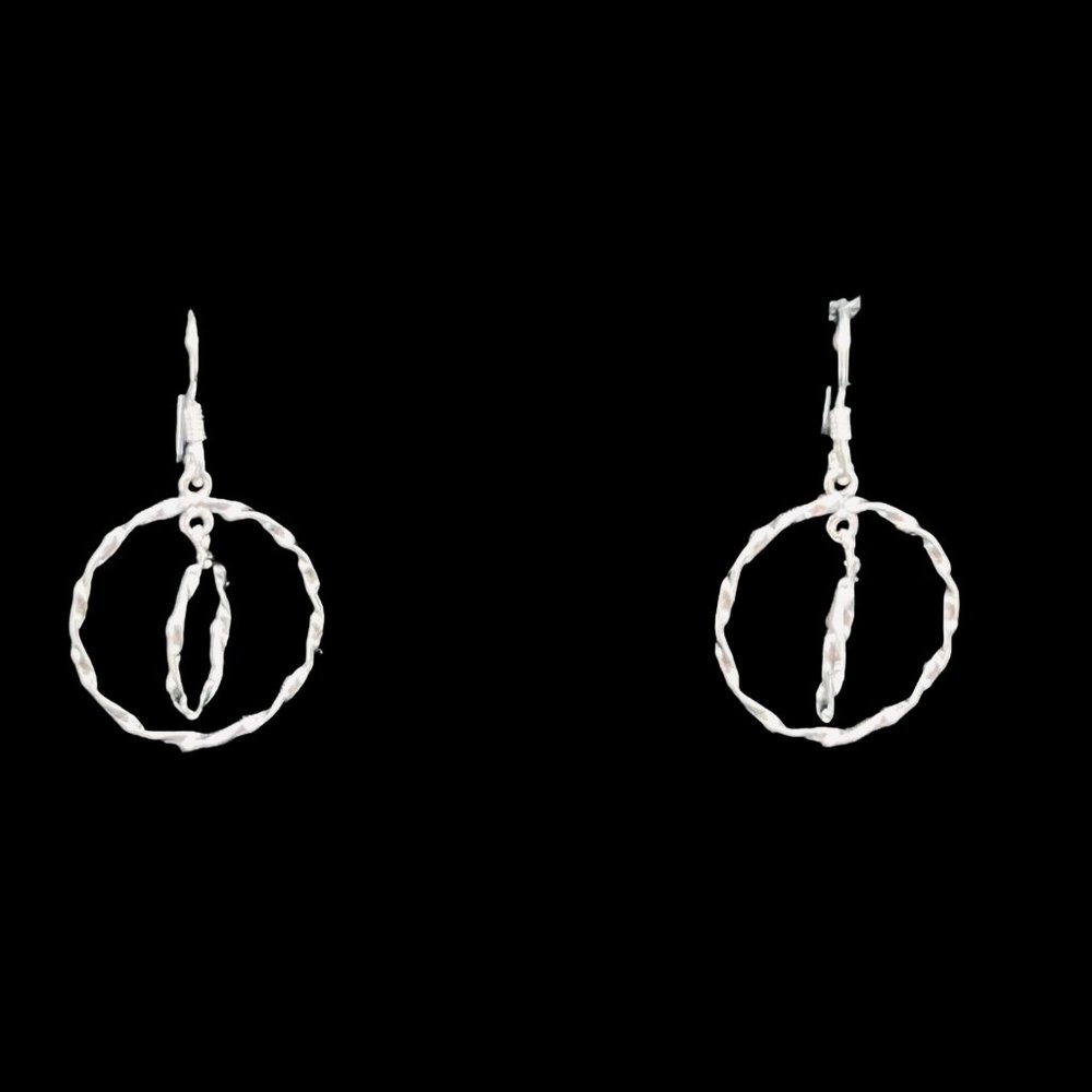 LA Sterling Silver Twisted Circles Dangling Pierced Earrings (4648)